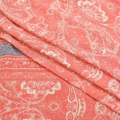 Indian Vintage Moss Crepe Saree | Printed Floral Sari Fabric | 6 Yards | Soft Craft Fabric for Sewing, Dressmaking, Quilting,Upcycling