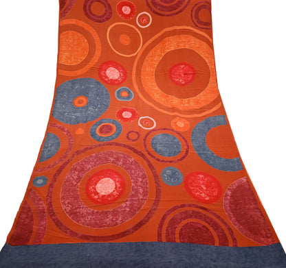 Indian Vintage Multi Pure Crepe Silk Saree | Floral Print | 5 Yards | Soft Sewing Fabric for Dressmaking, Quilting, Crafting & Upcycling