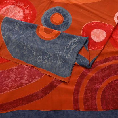 Indian Vintage Multi Pure Crepe Silk Saree | Floral Print | 5 Yards | Soft Sewing Fabric for Dressmaking, Quilting, Crafting & Upcycling