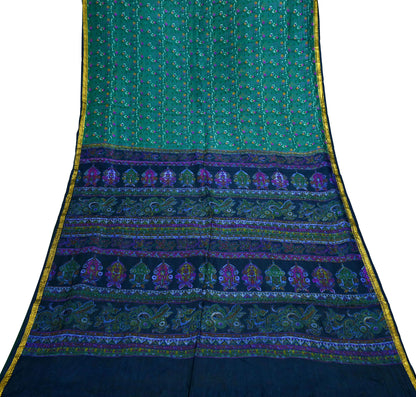 Indian Vintage Sari Pure Silk Printed Saree Craft Fabric 5yard Sewing DressMaking Soft Wrap Floral Zari Crafting Quilting Upcycle