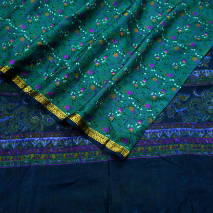 Indian Vintage Sari Pure Silk Printed Saree Craft Fabric 5yard Sewing DressMaking Soft Wrap Floral Zari Crafting Quilting Upcycle