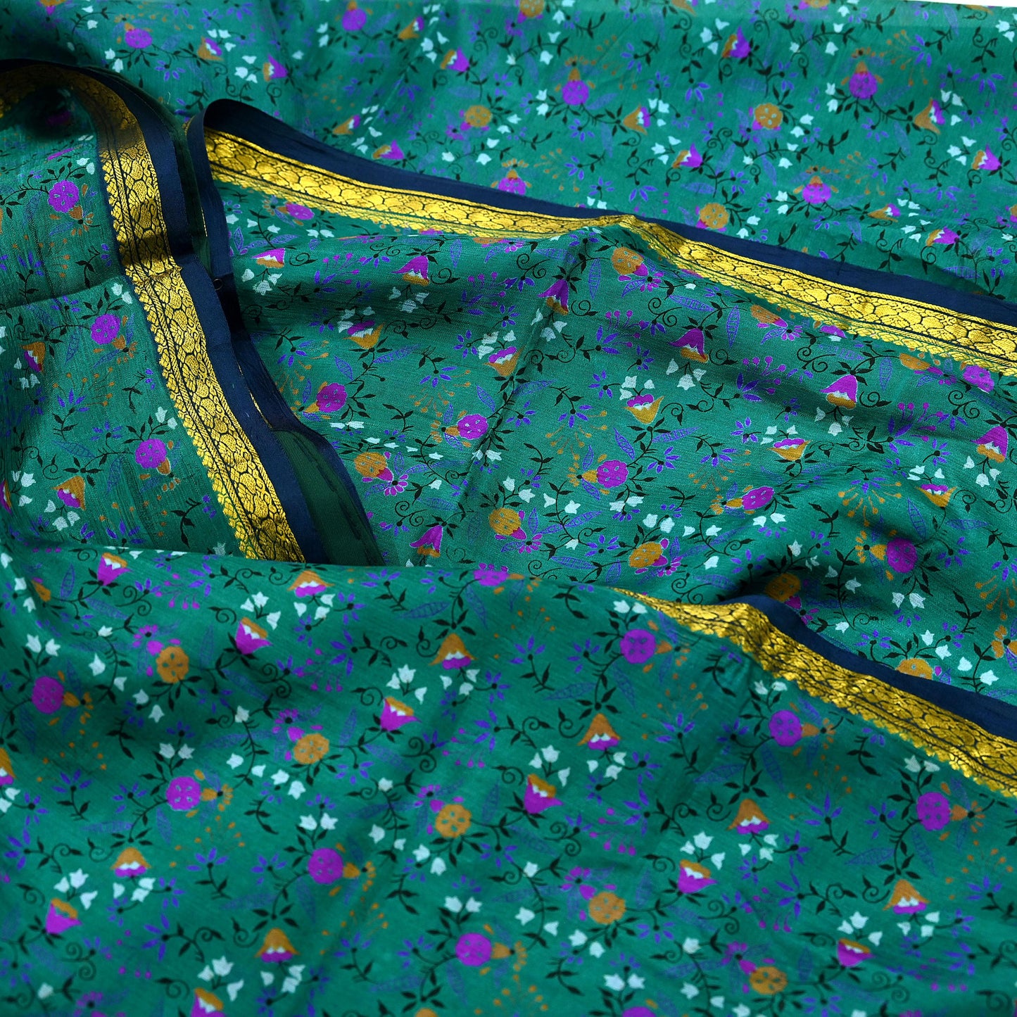 Indian Vintage Sari Pure Silk Printed Saree Craft Fabric 5yard Sewing DressMaking Soft Wrap Floral Zari Crafting Quilting Upcycle