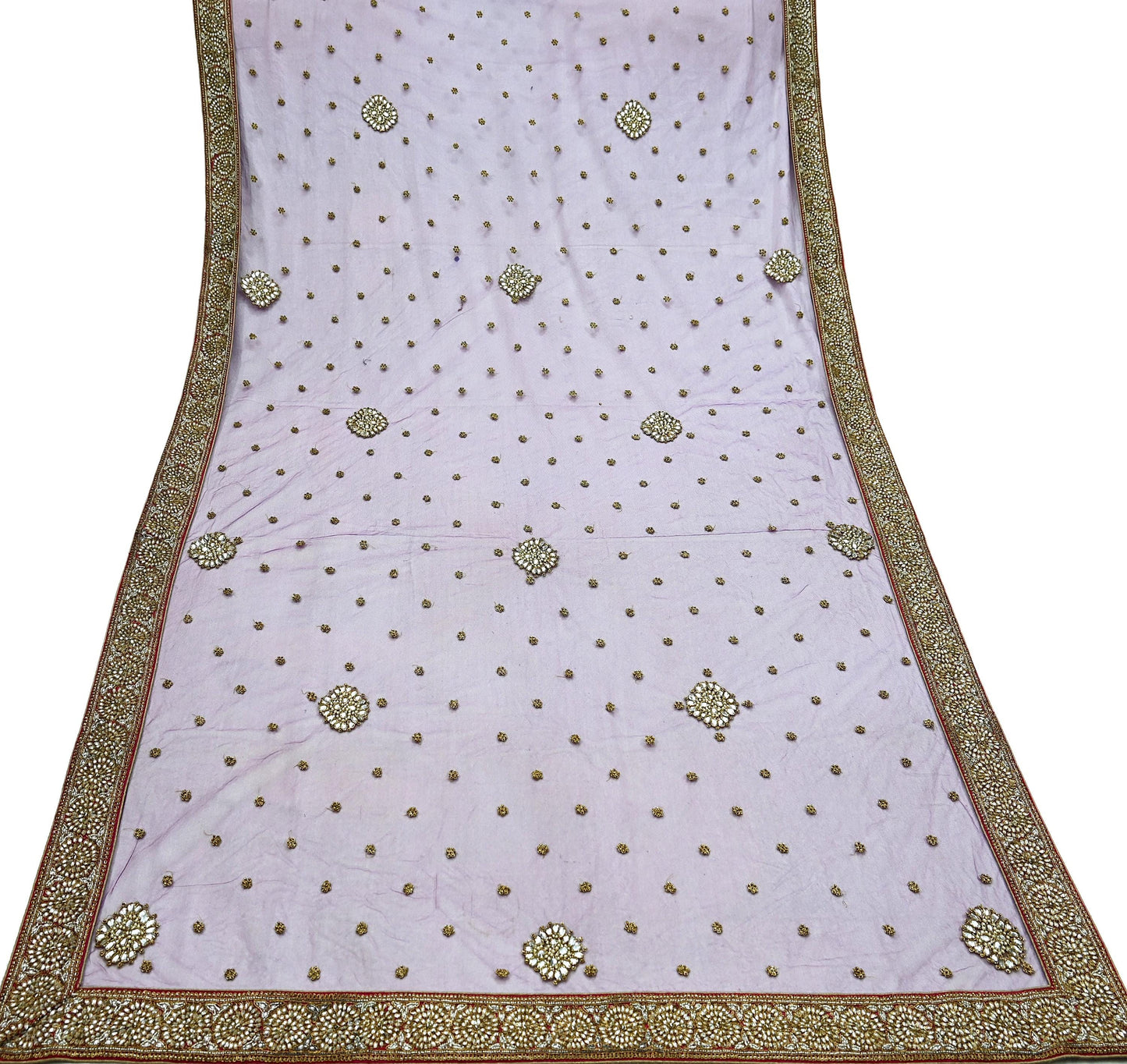 Indian Vintage Heavy Wedding Dupatta Purple Net Long Stole Hand Embroidered By Designer Sabyasachi Scarves Zardozi Bridal Veil