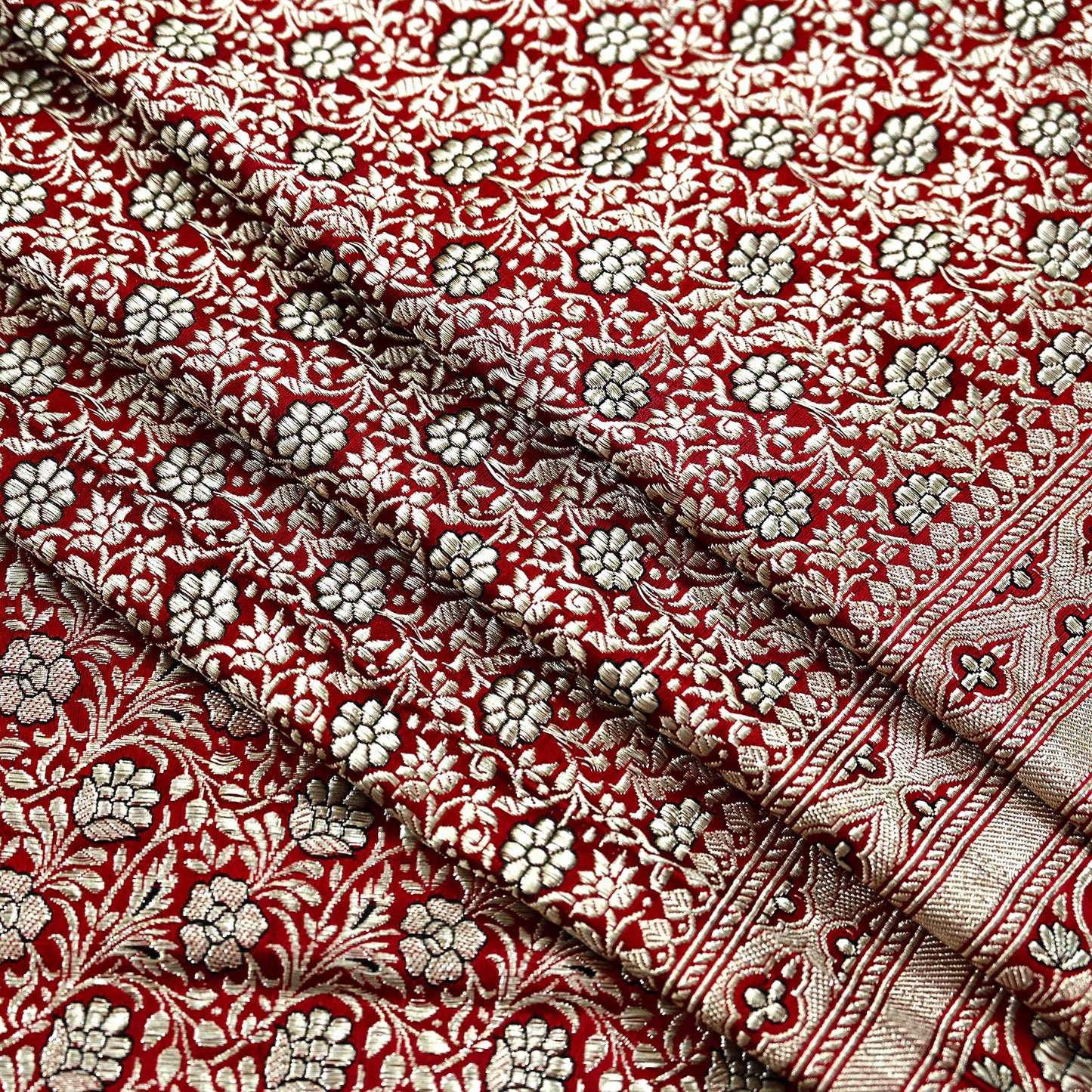 Indian Vintage Sari Red Heavy Wedding Pure Satin Silk Woven Banarasi Brocade Saree Zari 5Yd Craft Fabric Ethnic Dress making Crafting