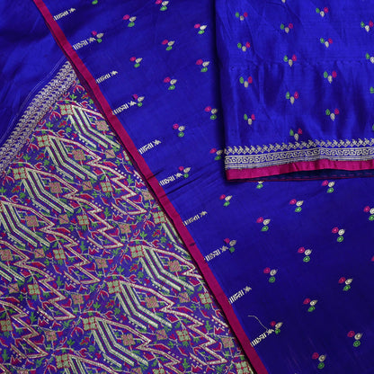 Indian Vintage Purple Banarasi Brocade Saree | Heavy Wedding Sari in Pure Satin Silk | Woven Zari Fabric for Crafting, Dressmaking