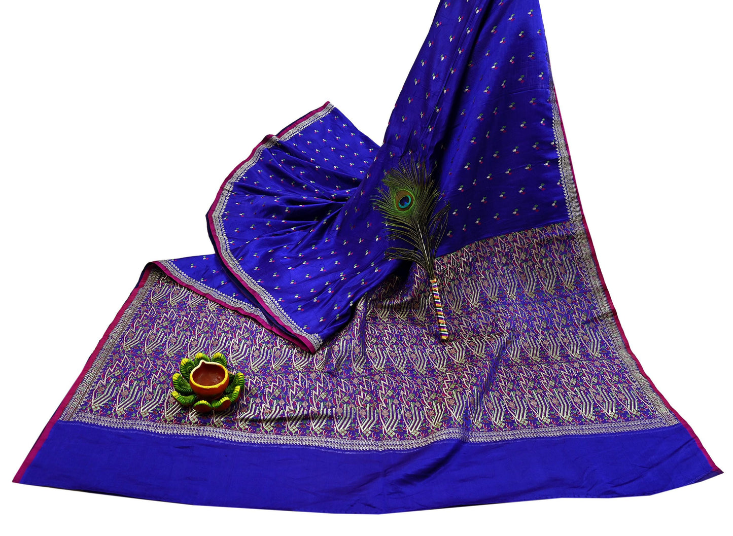 Indian Vintage Purple Banarasi Brocade Saree | Heavy Wedding Sari in Pure Satin Silk | Woven Zari Fabric for Crafting, Dressmaking