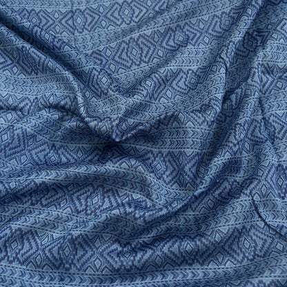 Indian Vintage Dupatta Blue Dupatta Long Stole Block Print Pure Chanderi Silk Scarves Veil Golden Zari