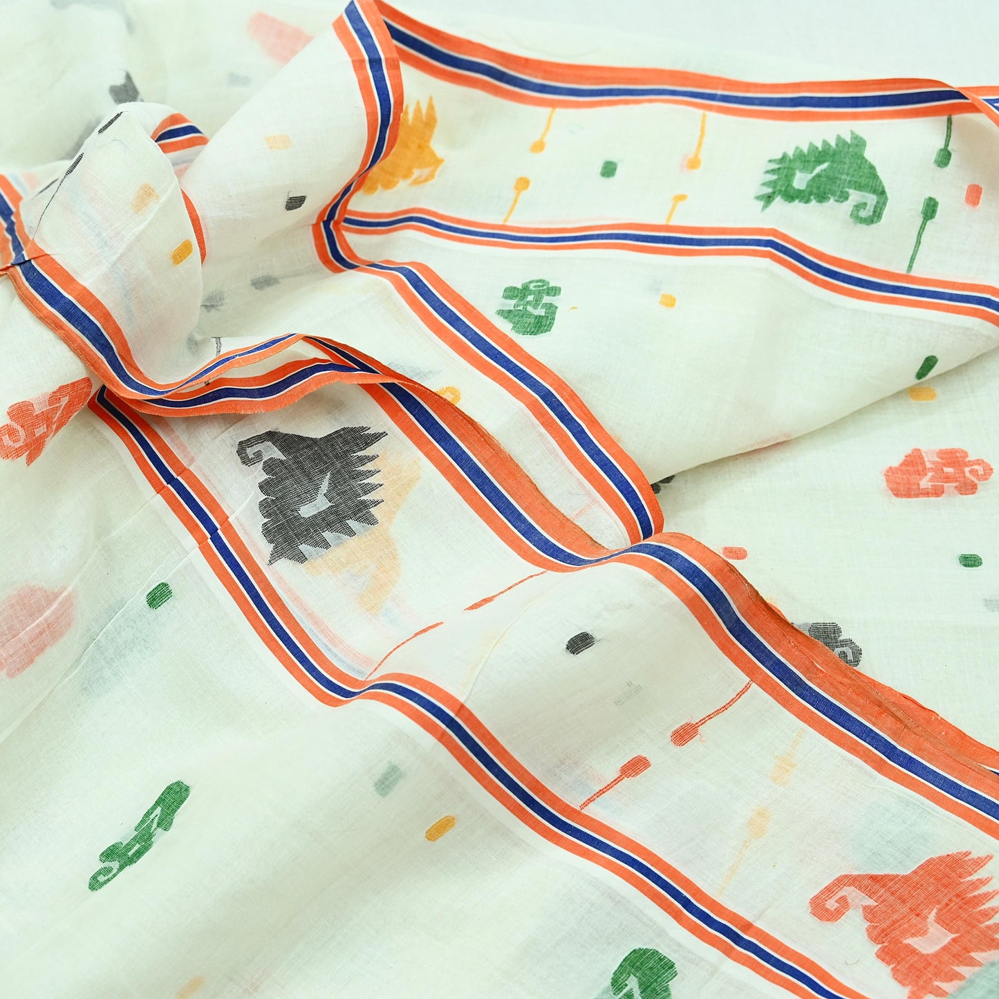 Indian Vintage Sari White Pure Cotton Hand Woven Sarees Craft Fabric 5yd Ethnic Crafting Quilting Dress Making Quilting Upcycle