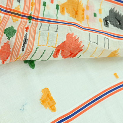 Indian Vintage Sari White Pure Cotton Hand Woven Sarees Craft Fabric 5yd Ethnic Crafting Quilting Dress Making Quilting Upcycle