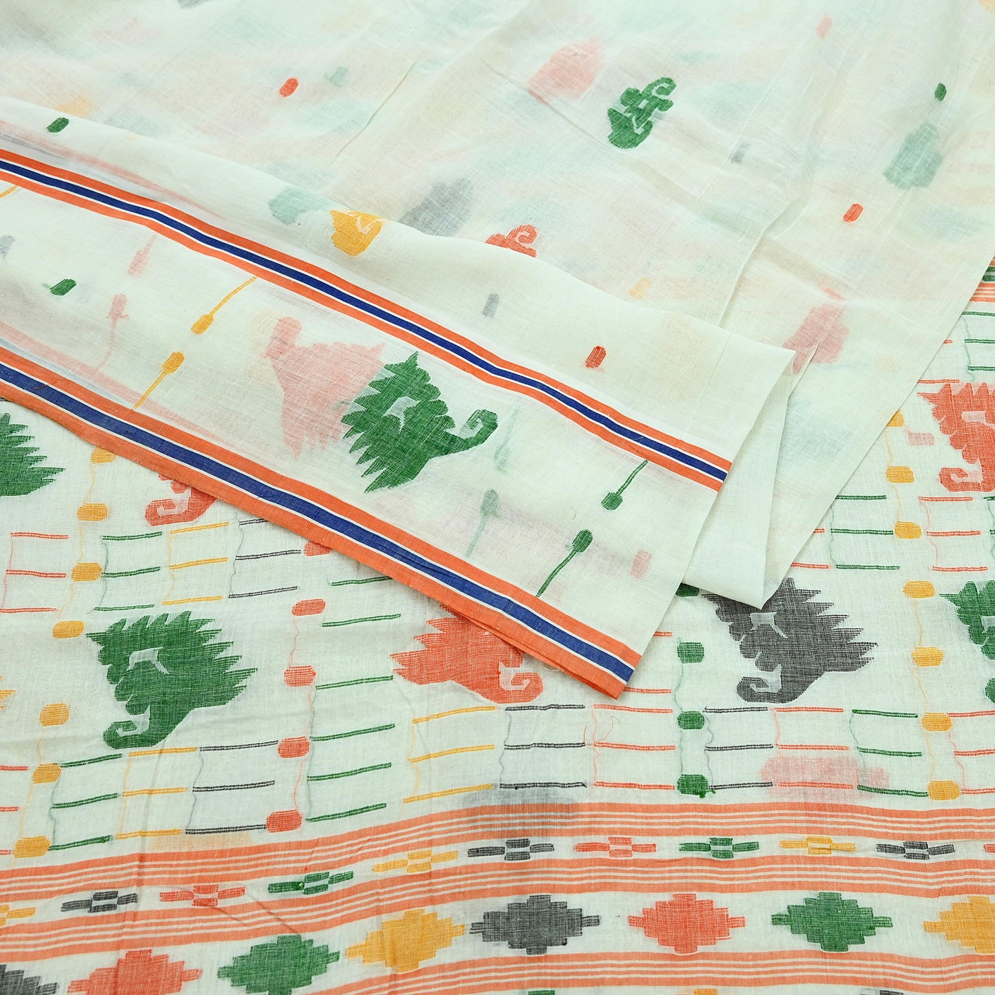 Indian Vintage Sari White Pure Cotton Hand Woven Sarees Craft Fabric 5yd Ethnic Crafting Quilting Dress Making Quilting Upcycle