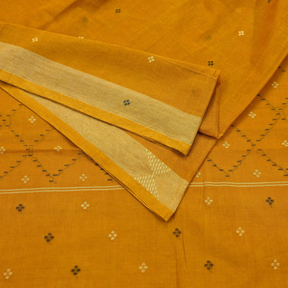 Indian Vintage Sari Mustard Pure Cotton Hand Woven Sarees Craft Fabric 5yd Ethnic Crafting Quilting Dress Making Quilting Upcycle
