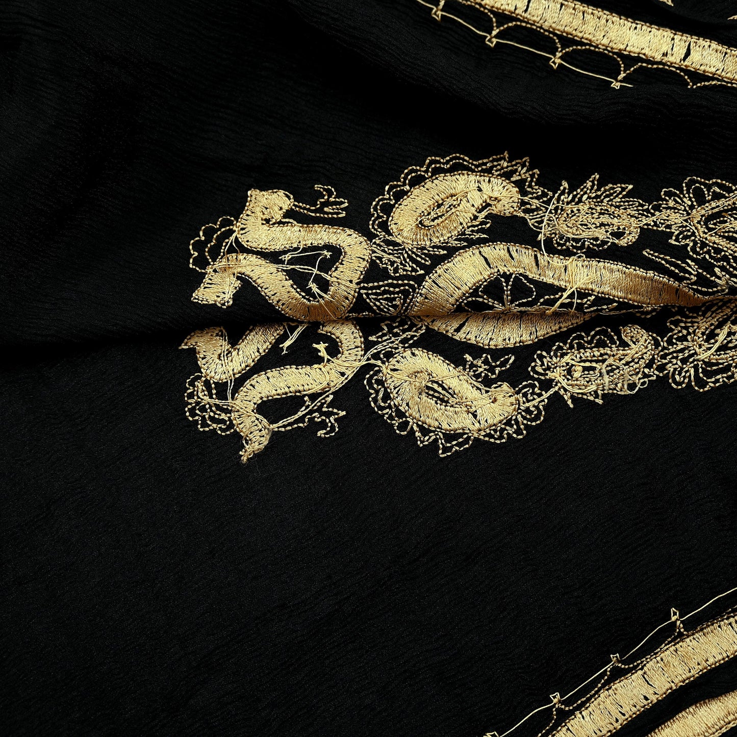Indian Vintage Black Dupatta Long Stole Pure Silk Hand Embroidered Scarves Veil Scarf Wrap Hippie Boho