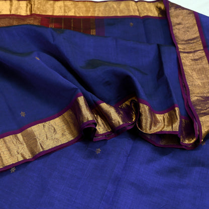 Indian Vintage Blue & Maroon Hand Woven kanjivaram Saree 100% Pure Silk Sari Craft Fabric Zari 5Yard Floral Dress making Crafting Quilting