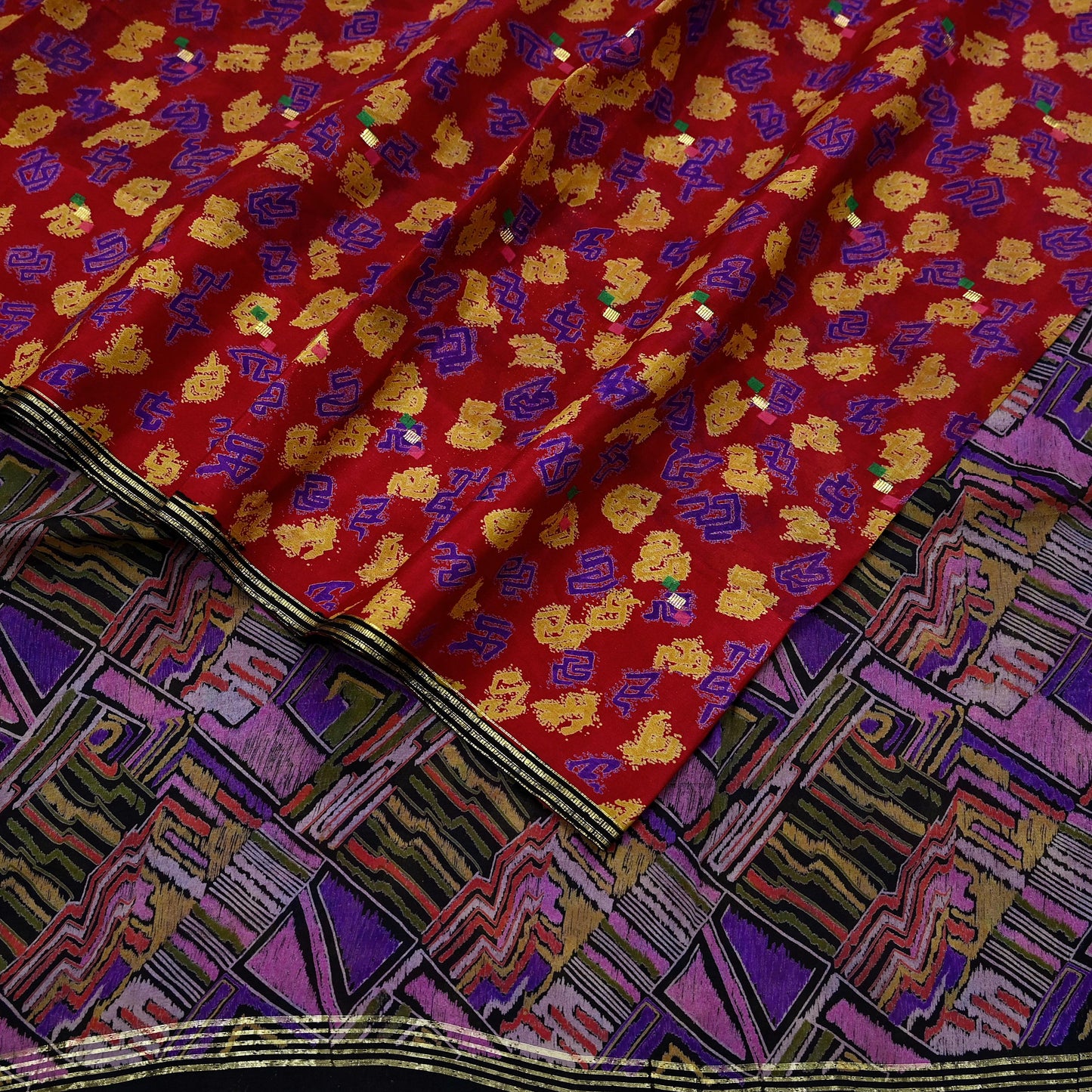 Indian Vintage Pure Silk Printed Saree 6 Yards Soft Floral Fabric for Dressmaking, Quilting, Crafting, Sewing & Upcycling