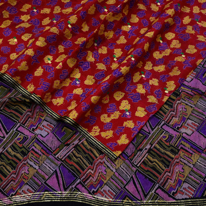 Indian Vintage Pure Silk Printed Saree 6 Yards Soft Floral Fabric for Dressmaking, Quilting, Crafting, Sewing & Upcycling