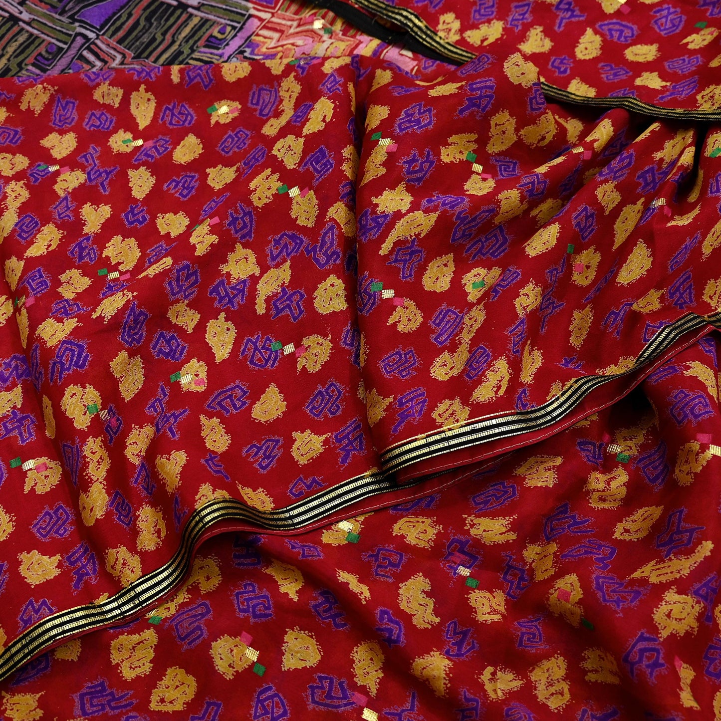 Indian Vintage Pure Silk Printed Saree 6 Yards Soft Floral Fabric for Dressmaking, Quilting, Crafting, Sewing & Upcycling