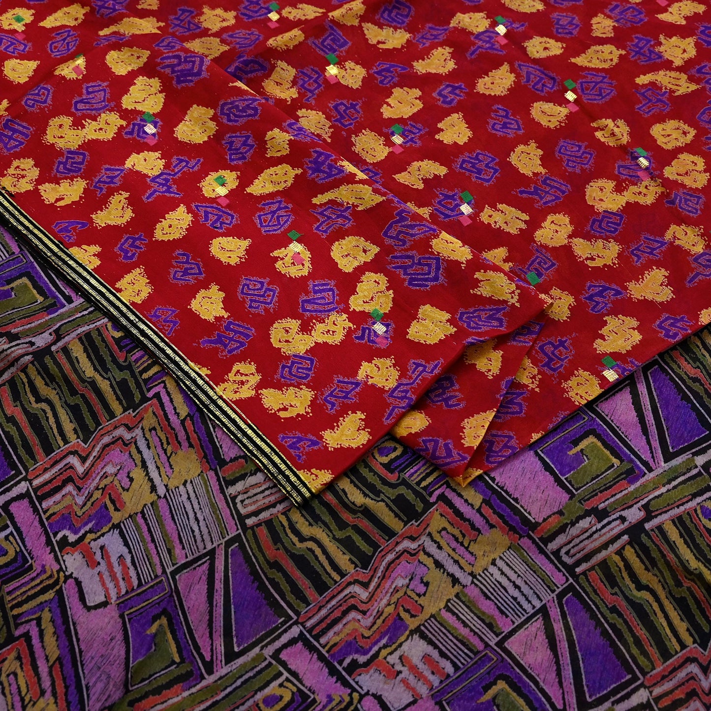 Indian Vintage Pure Silk Printed Saree 6 Yards Soft Floral Fabric for Dressmaking, Quilting, Crafting, Sewing & Upcycling