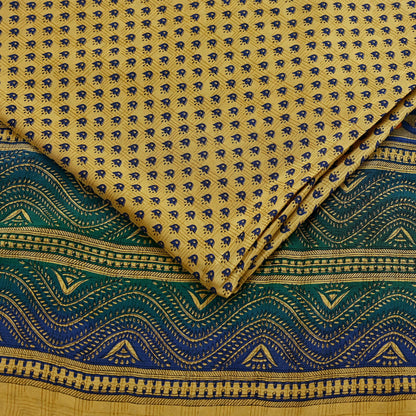Indian Vintage Pure Crepe Silk Saree | Floral Print | 5 Yards | Soft Sewing Fabric for Dressmaking, Quilting, Crafting & Upcycling
