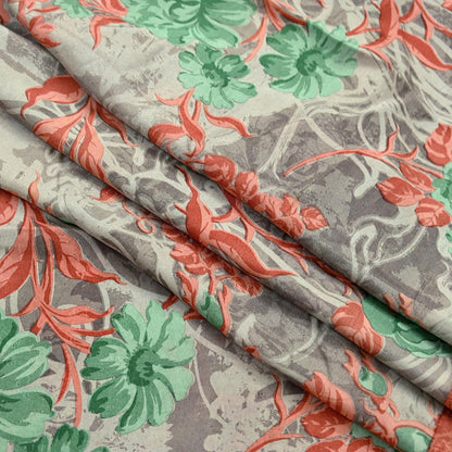 Vintage Sari Brown 100% Pure Silk Printed Saree Fabric 5yard Sewing Floral Soft Dress Designing for Crafting ,Paisley