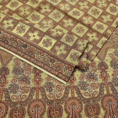 Indian Vintage Beige Sari Blend Silk Hand Embroidered Sarees 5Yd Craft Fabric Sewing soft Quilting Crafting Upcycle Ethnic Bollywood sarees