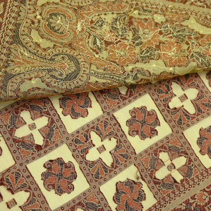 Indian Vintage Beige Sari Blend Silk Hand Embroidered Sarees 5Yd Craft Fabric Sewing soft Quilting Crafting Upcycle Ethnic Bollywood sarees