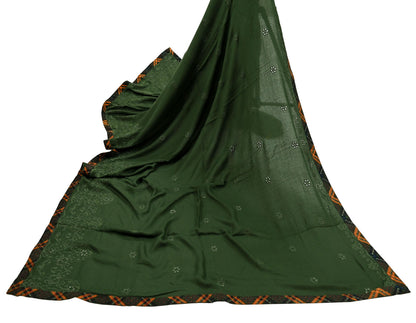 Indian Teal Green Vintage Dupatta Long Stole Hand Embroidered Blend Cotton Scarf Veil Soft Floral