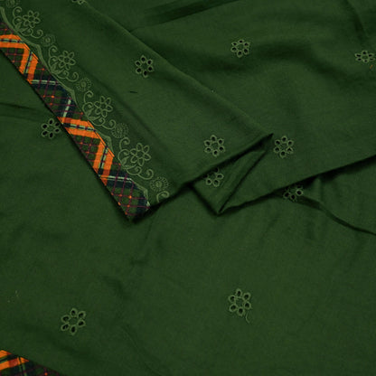 Indian Teal Green Vintage Dupatta Long Stole Hand Embroidered Blend Cotton Scarf Veil Soft Floral