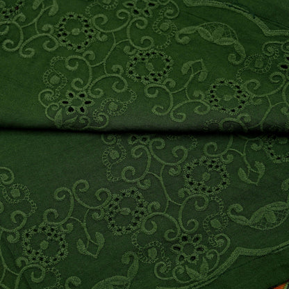 Indian Teal Green Vintage Dupatta Long Stole Hand Embroidered Blend Cotton Scarf Veil Soft Floral