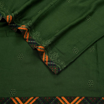 Indian Teal Green Vintage Dupatta Long Stole Hand Embroidered Blend Cotton Scarf Veil Soft Floral