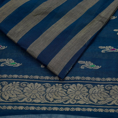 Indian Vintage Sari Green & Beige Pure Cotton Hand Woven Sarees Craft Fabric 5yd Ethnic Paisley Crafting Upcycle Quilting Dress Making