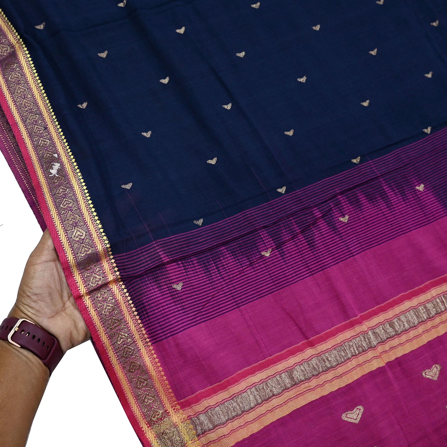 Indian Vintage Sari Pure Cotton Hand Woven Saree Craft Fabric 5yd Sewing Ethnic Soft Dress making Crafting Quilting Dress Designing