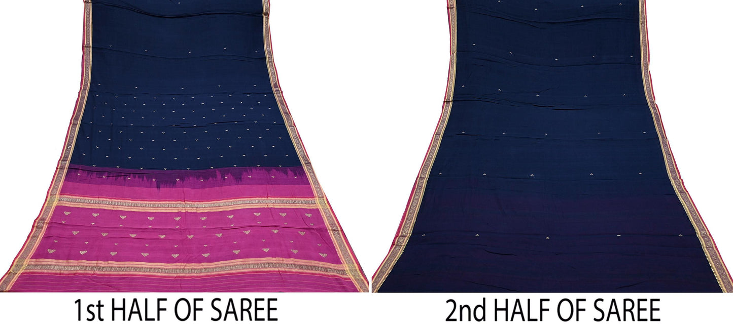 Indian Vintage Sari Pure Cotton Hand Woven Saree Craft Fabric 5yd Sewing Ethnic Soft Dress making Crafting Quilting Dress Designing