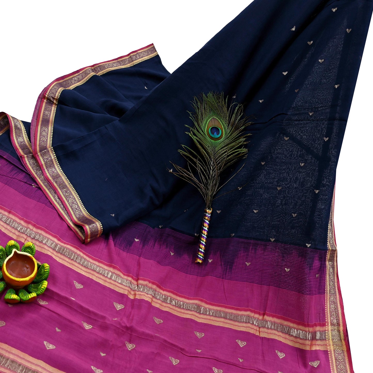 Indian Vintage Sari Pure Cotton Hand Woven Saree Craft Fabric 5yd Sewing Ethnic Soft Dress making Crafting Quilting Dress Designing