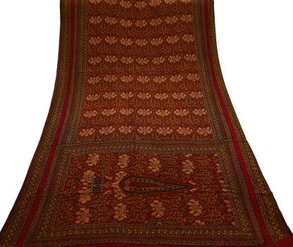 Indian Vintage Maroon Dupatta Long Stole Pure Crepe silk Printed Dupatta Veil Scarves soft Boho Wrap Dressmaking Paisley