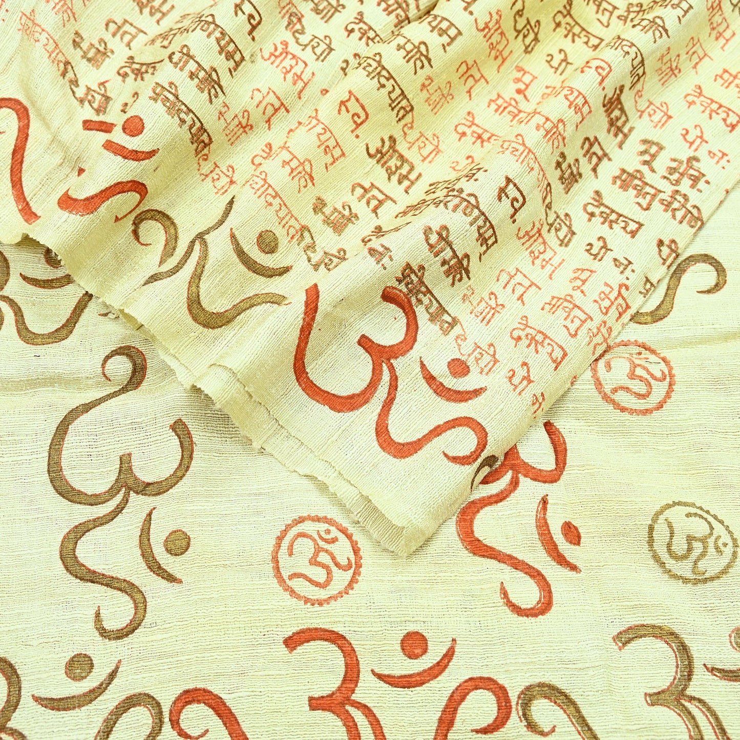 Indian Vintage Ivory Dupatta Long Stole 100% Pure Khadi Silk Hand Woven/ Painted Indian Scarves Veil Scarf Wrap Hippie Fringes