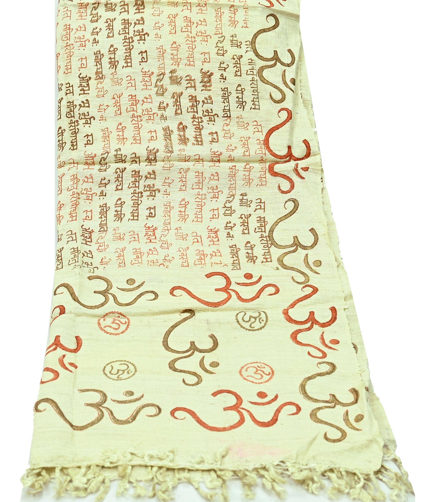 Indian Vintage Ivory Dupatta Long Stole 100% Pure Khadi Silk Hand Woven/ Painted Indian Scarves Veil Scarf Wrap Hippie Fringes