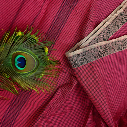 Indian Vintage Sari Pink Pure Cotton Hand Woven Sarees Craft Fabric 5yd Ethnic Paisley Crafting Upcycle Quilting Dress Making
