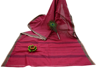 Indian Vintage Sari Pink Pure Cotton Hand Woven Sarees Craft Fabric 5yd Ethnic Paisley Crafting Upcycle Quilting Dress Making