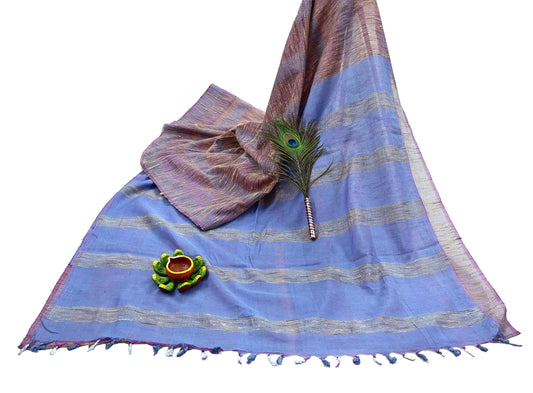 Indian Vintage Sari Blue & Purple Organza Cotton Hand Woven Sarees Craft Fabric 5yd Ethnic Crafting Upcycle Quilting Dress Making