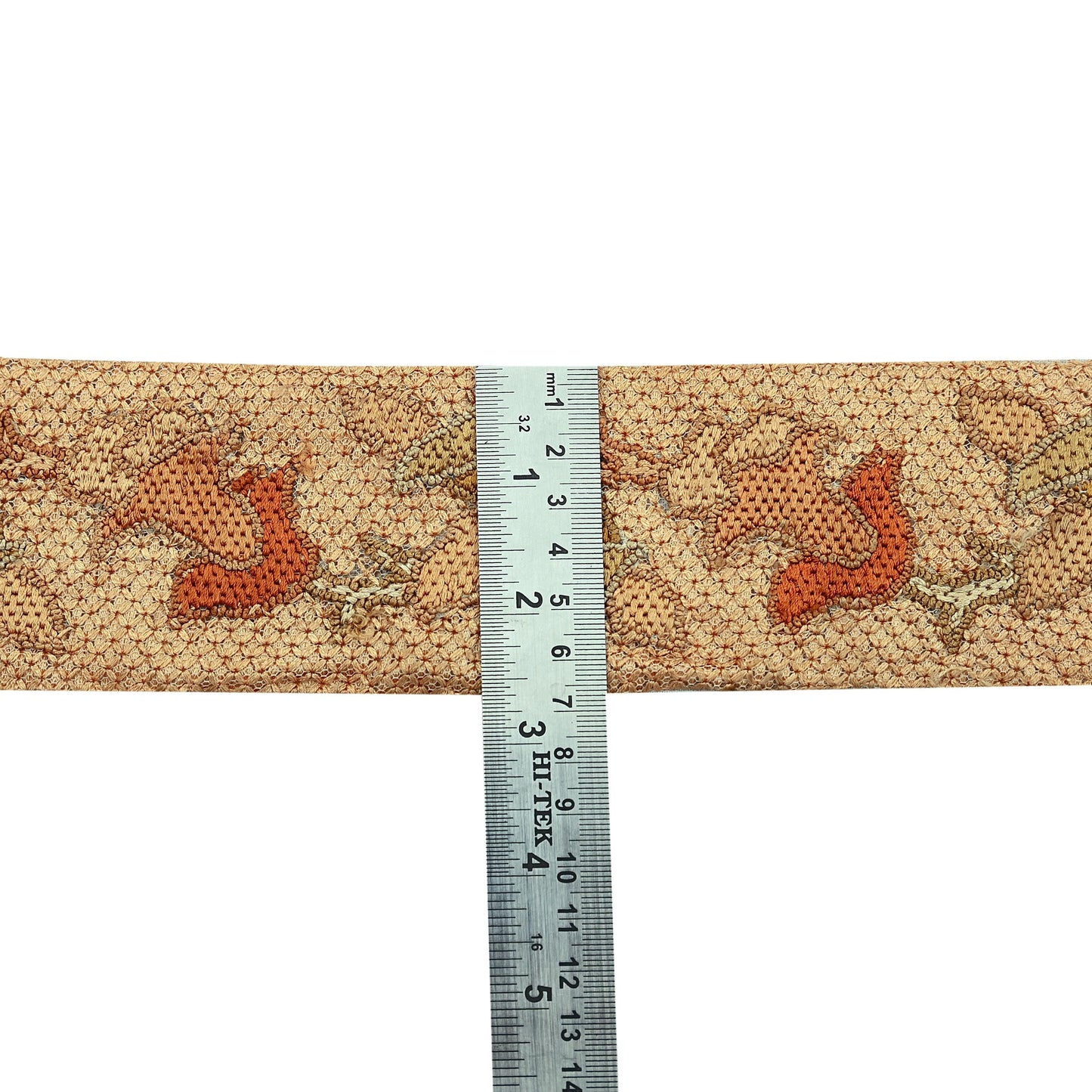 Indian Antique Vintage Real Chain Stitch Border Beige Hand Embroidered Craft Trim Lace Sewing Sarees Ribbon Recycled 1yard Net/Mesh