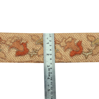 Indian Antique Vintage Real Chain Stitch Border Beige Hand Embroidered Craft Trim Lace Sewing Sarees Ribbon Recycled 1yard Net/Mesh