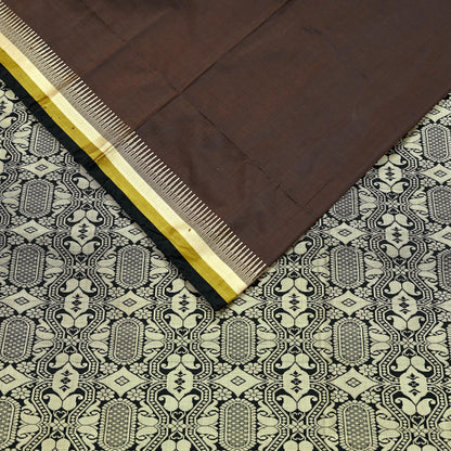 Indian Vintage Sari Black & Brown 100% Pure Silk Hand Woven Sarees Craft Fabric 5Yd Ethnic Sewing Dress making Crafting Quilting Upcycle