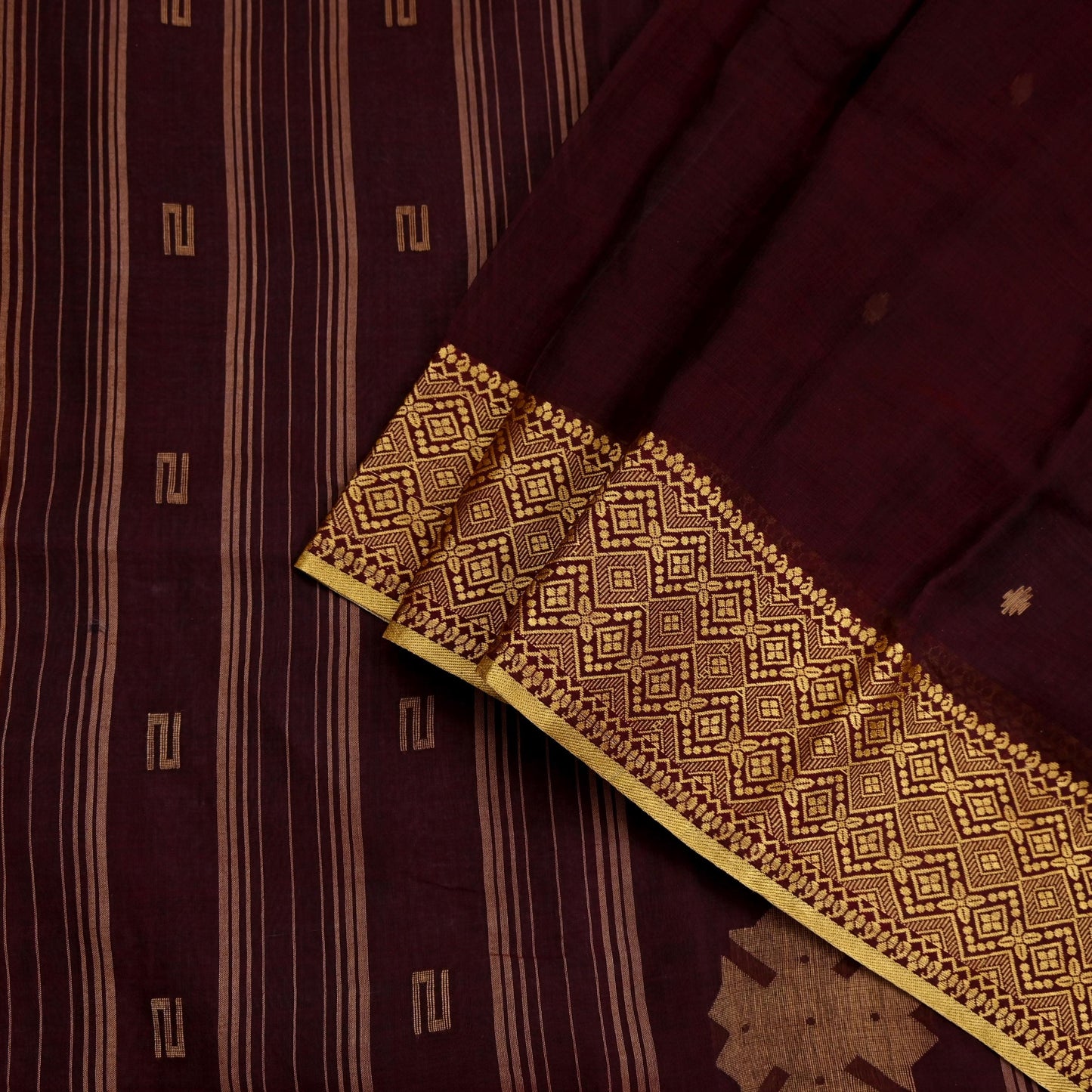 Indian Vintage Sari Maroon Pure Cotton Hand Woven Sarees Craft Fabric 5yd Ethnic Floral Crafting Upcycle Quilting Dress Making