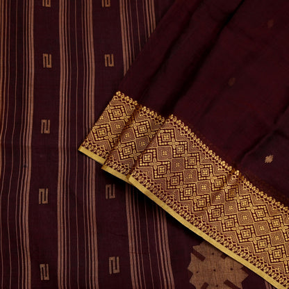 Indian Vintage Sari Maroon Pure Cotton Hand Woven Sarees Craft Fabric 5yd Ethnic Floral Crafting Upcycle Quilting Dress Making