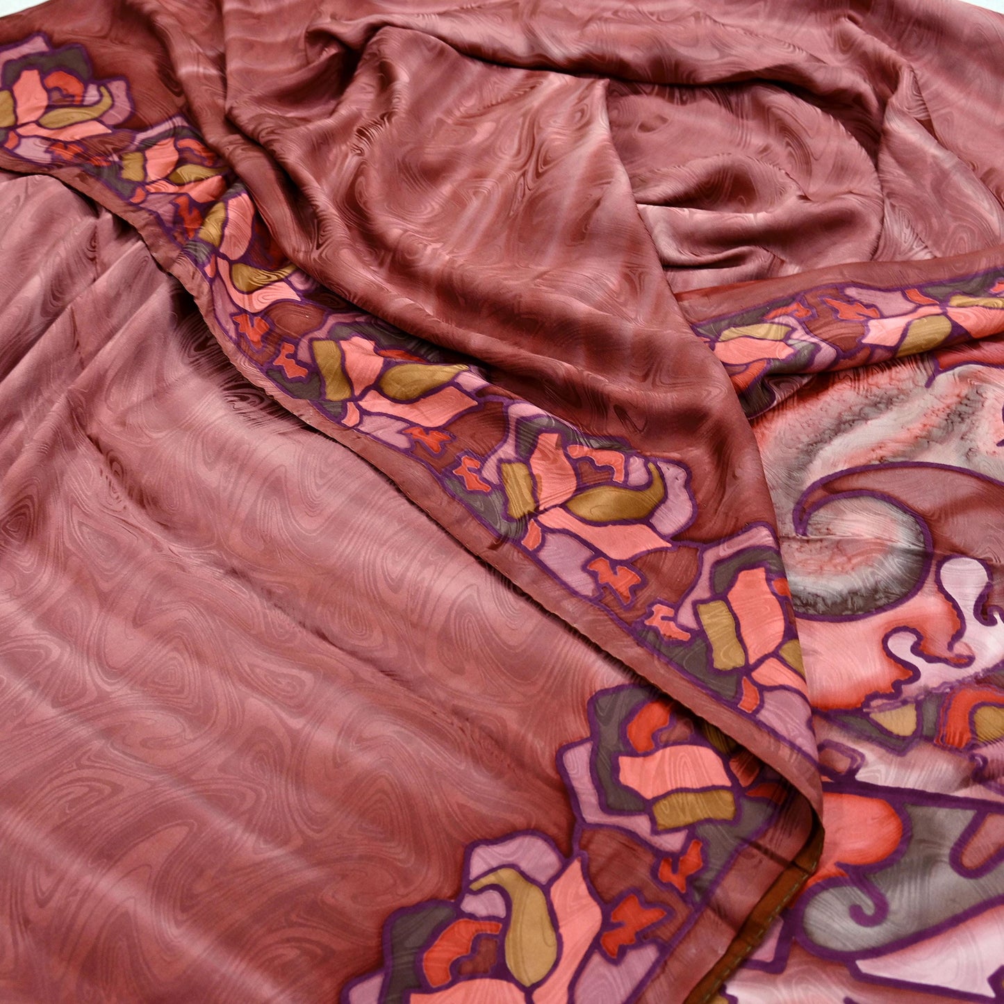 Indian Vintage Saree Brown Pure Satin Silk Printed Sari 6yd Sewing Floral Soft Craft Fabric Dress Making Crafting Quilting