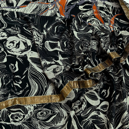 Indian Vintage Moss Crepe Saree Printed Abstract Sari Fabric 5 Yards Soft Craft Fabric for Sewing, Dressmaking, Quilting,Upcycling