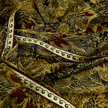 Vintage Sari 100% Pure Chiffon Silk Printed Sarees Sewing 5yd Craft Fabric Soft Dress Designing for Crafting Floral Quilting Upcycle