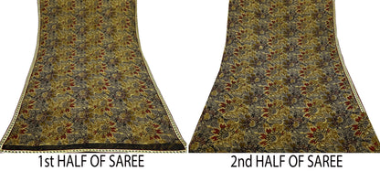 Vintage Sari 100% Pure Chiffon Silk Printed Sarees Sewing 5yd Craft Fabric Soft Dress Designing for Crafting Floral Quilting Upcycle