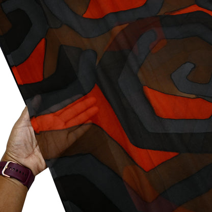 Indian Vintage Sari Multi Pure Georgette Silk Printed Sarees 5Yd Craft Fabric Sewing Soft Dress Making Geometric Quilting Used Upcycle