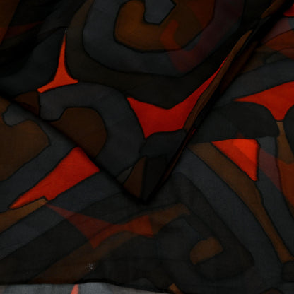 Indian Vintage Sari Multi Pure Georgette Silk Printed Sarees 5Yd Craft Fabric Sewing Soft Dress Making Geometric Quilting Used Upcycle